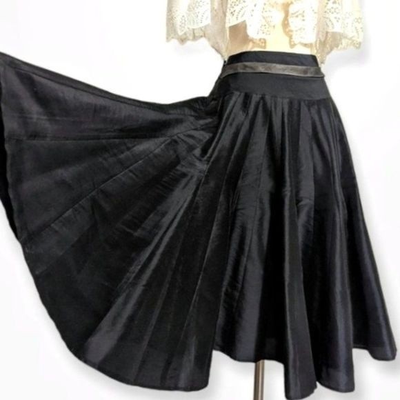 Dresses & Skirts - Handmade Black Raw Silk Circle Skirt Zaya size S